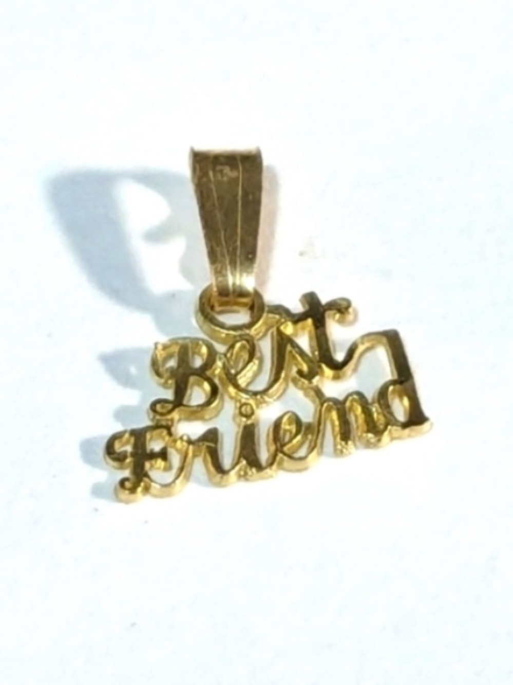 Solid 10K Gold Best Friend Script Pendant for Necklace